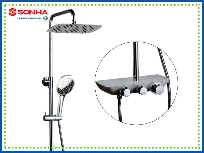 Thiết kế sang trọng với sen vòi hình chữ nhật lạ mắt phù hợp với mọi không gian phòng tắm